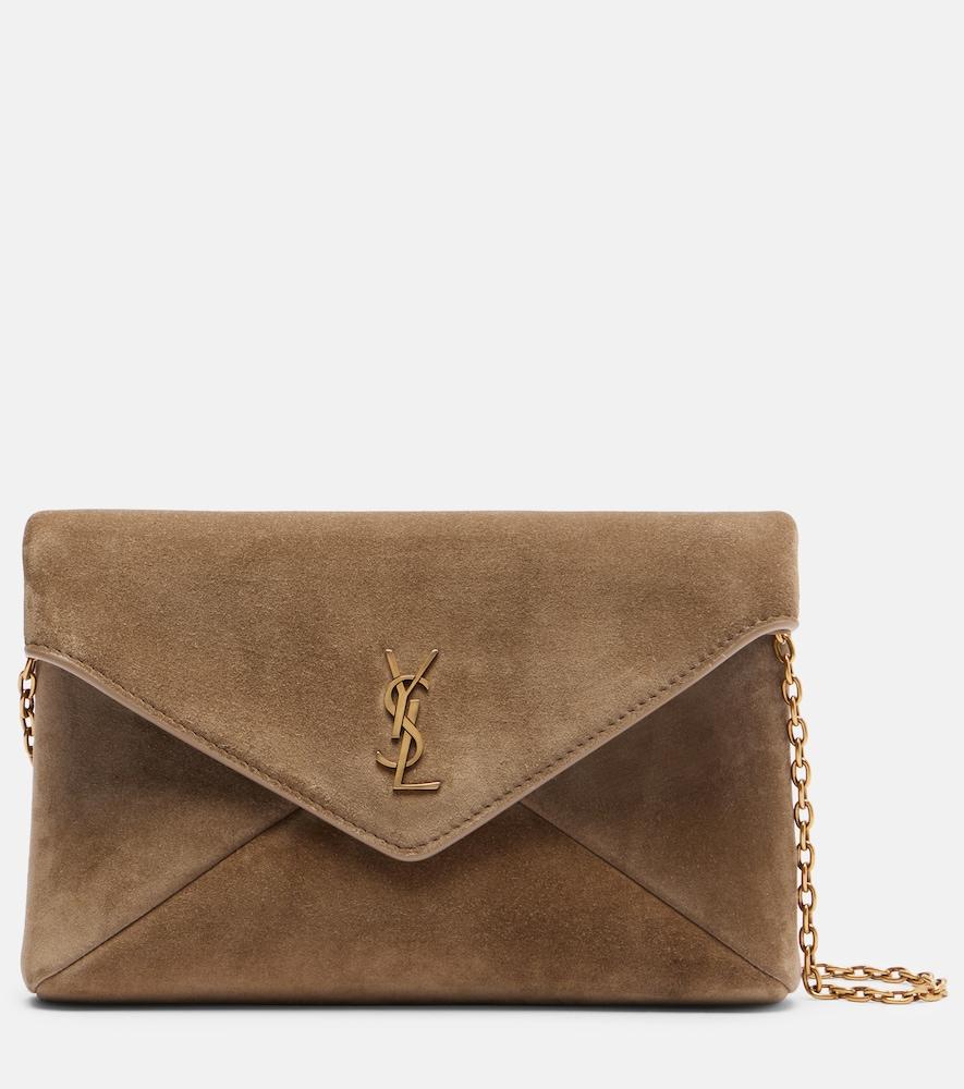 saint laurent cassandre small suede clutch