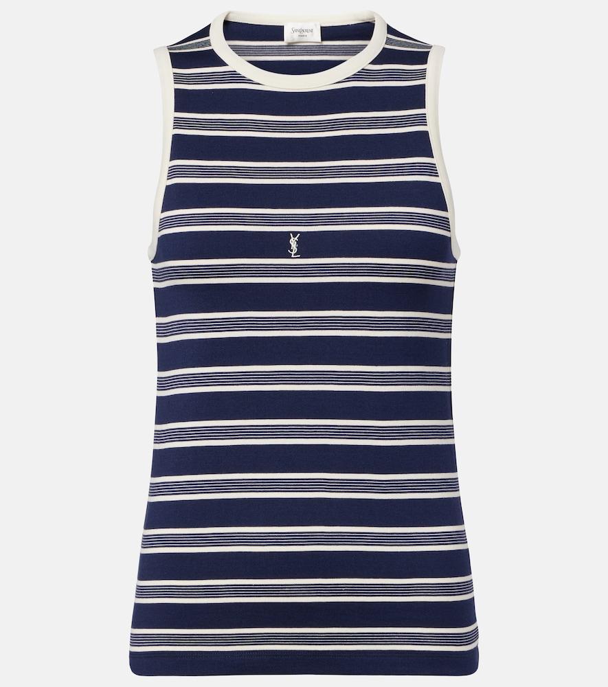 saint laurent cassandre striped cotton jersey tank top