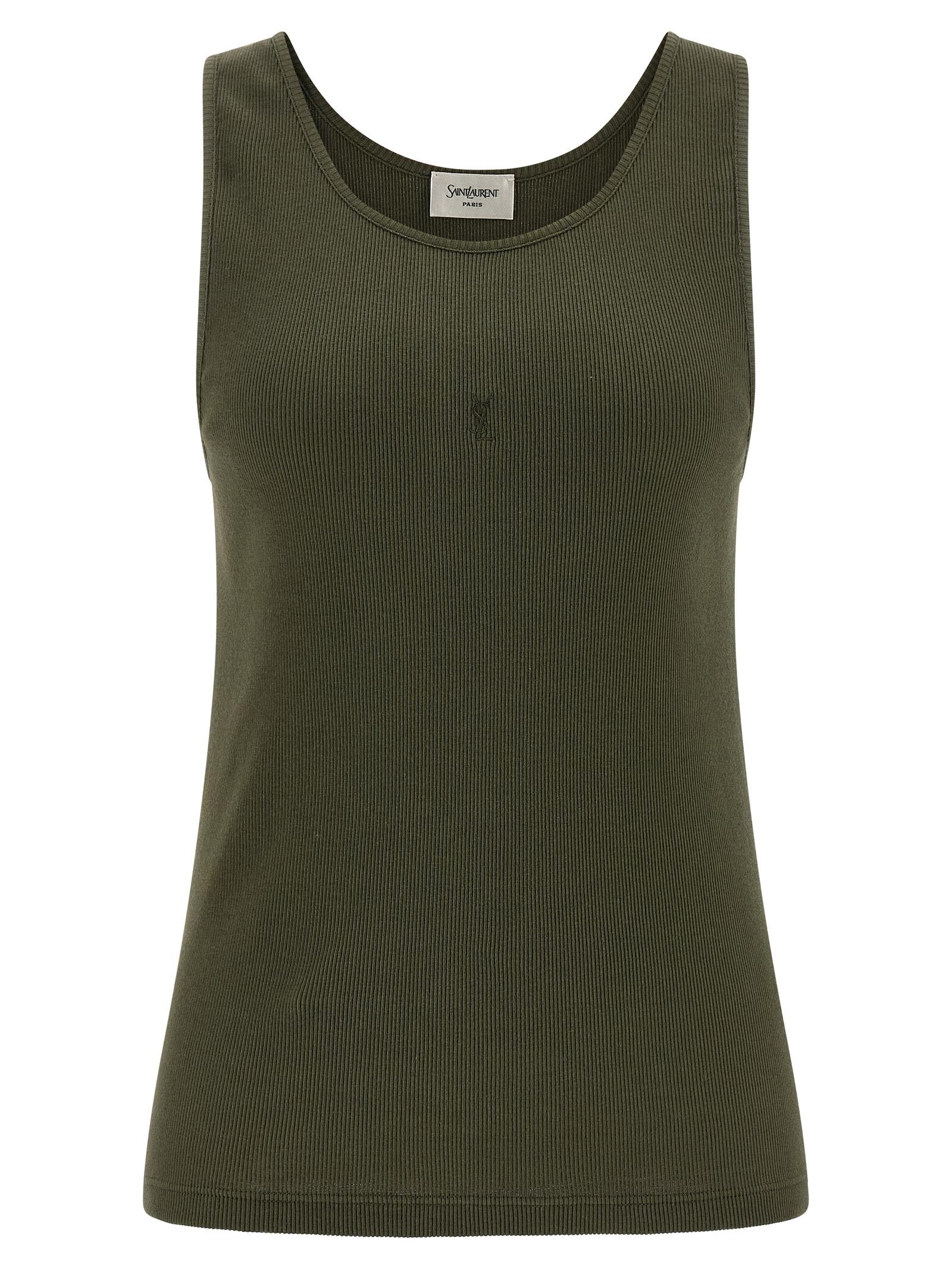 saint laurent cassandre tank top green cotton tops - women