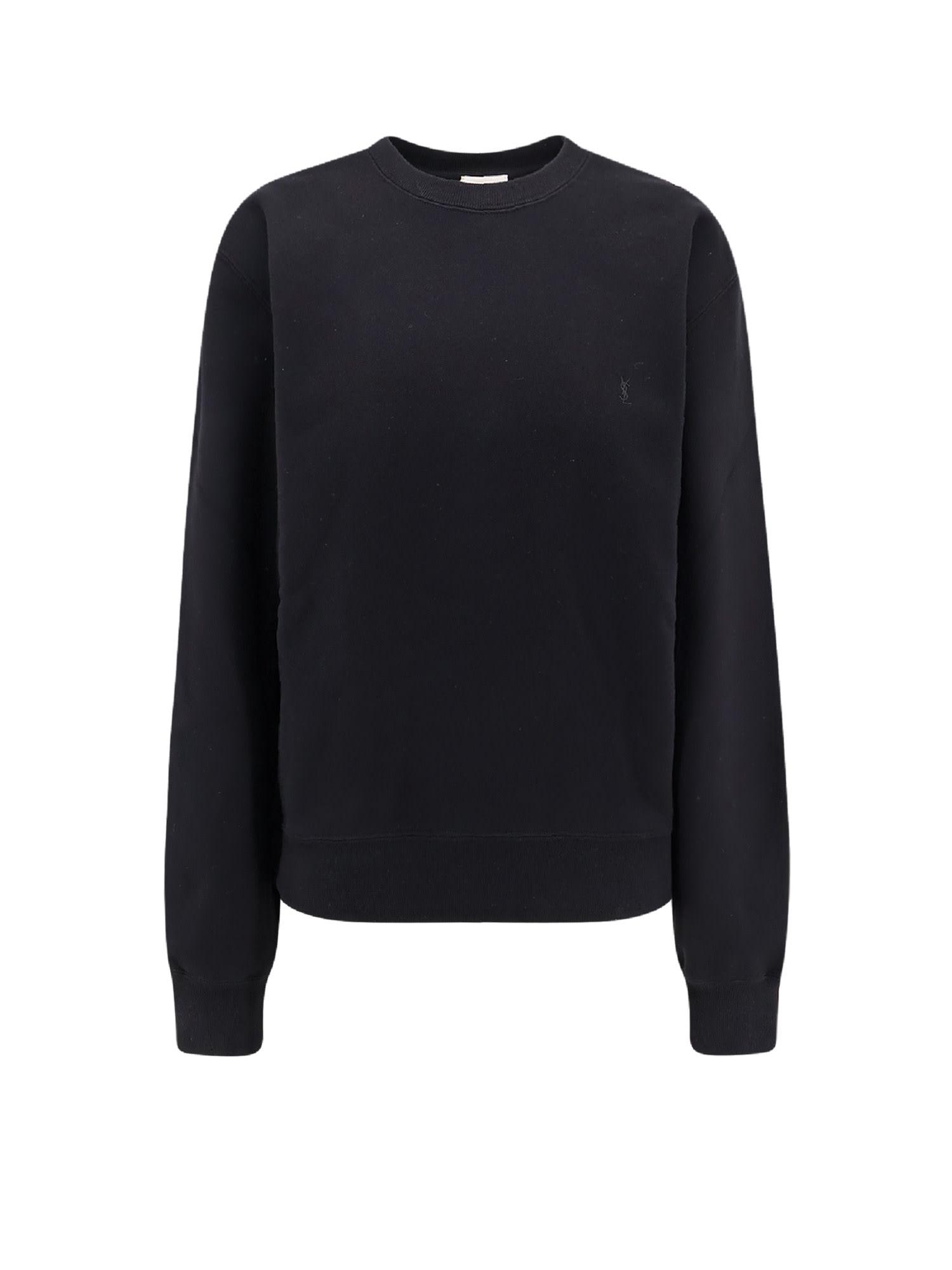 saint laurent certified cotton sweatshirt with cassandre embroidery