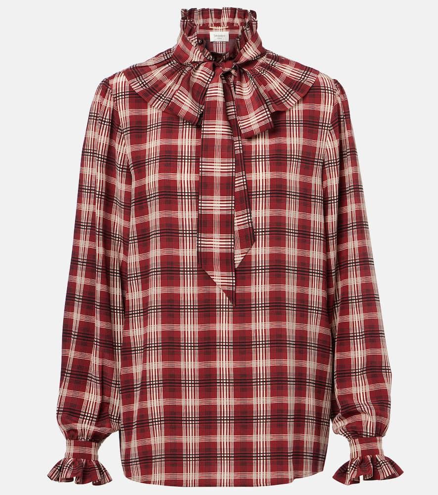 saint laurent checked silk blouse
