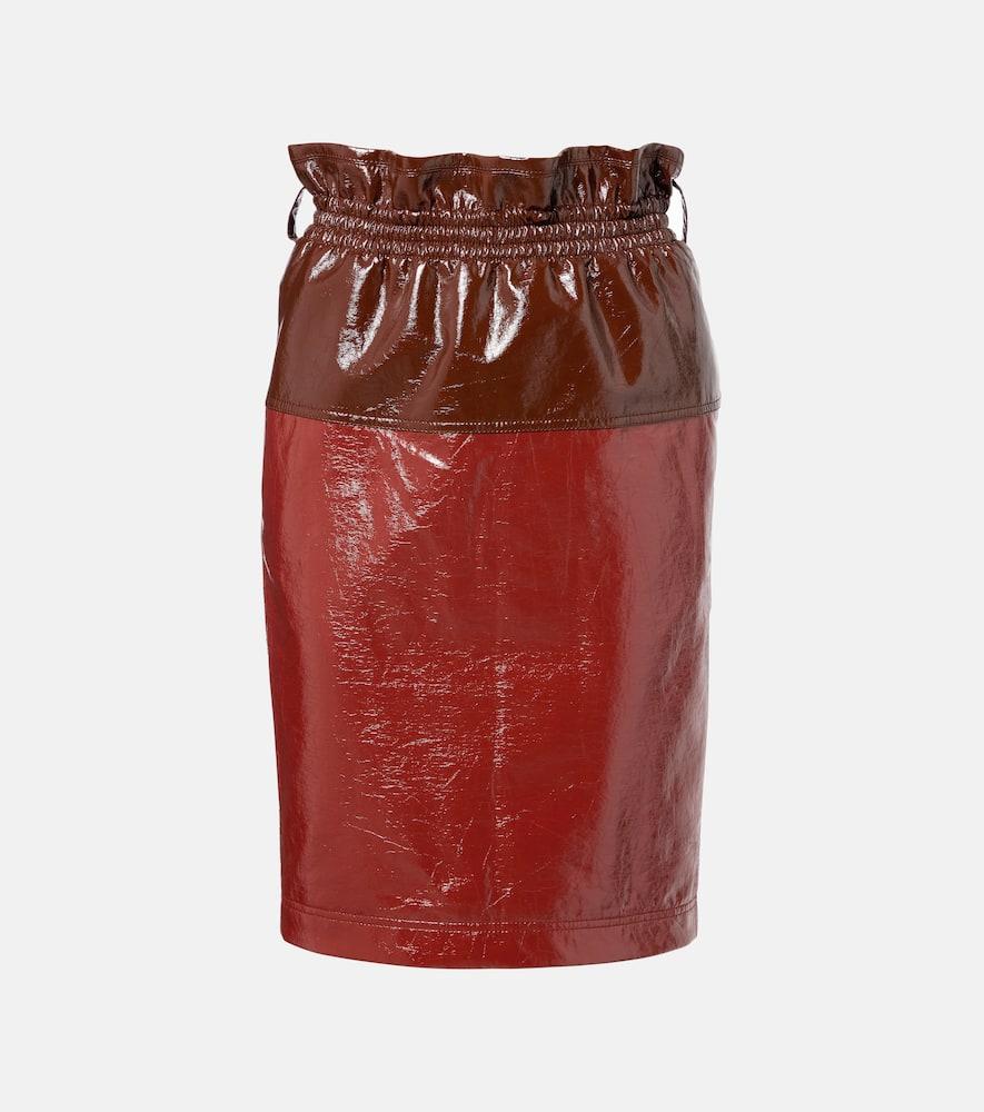 saint laurent coated cotton pencil skirt