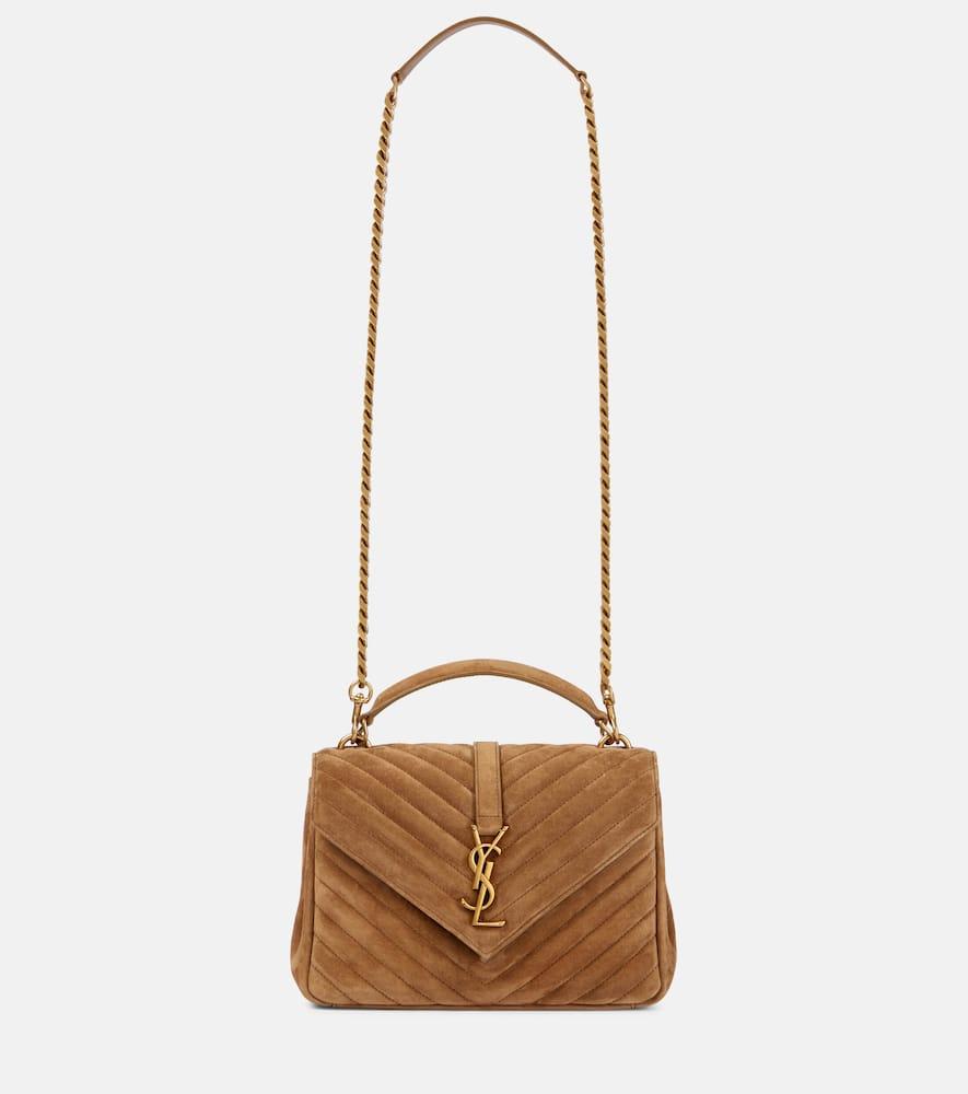 saint laurent college medium suede crossbody bag