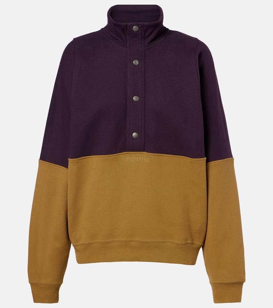 saint laurent colorblocked cotton fleece sweatshirt