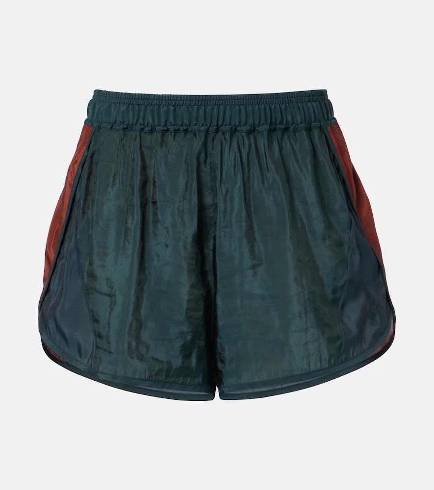 saint laurent colorblocked taffeta shorts