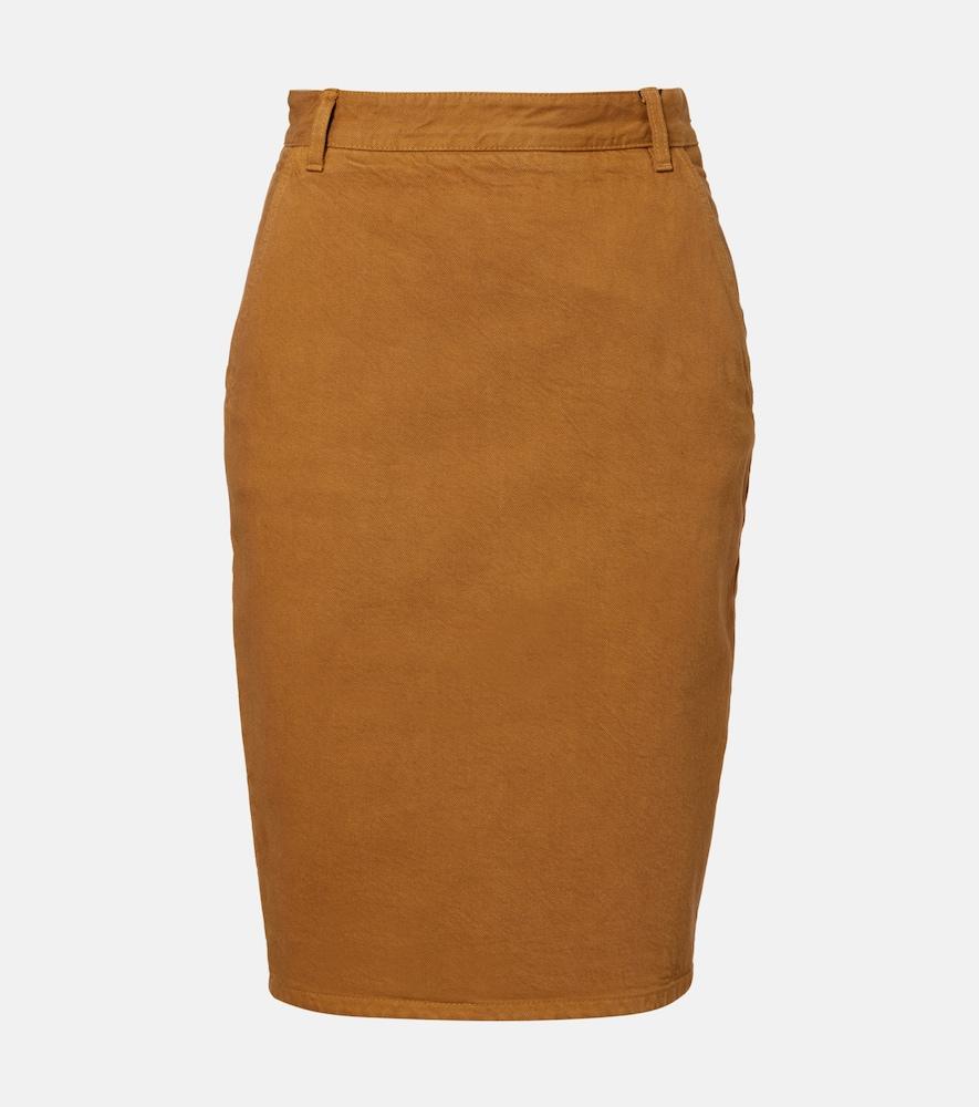 saint laurent cotton pencil skirt