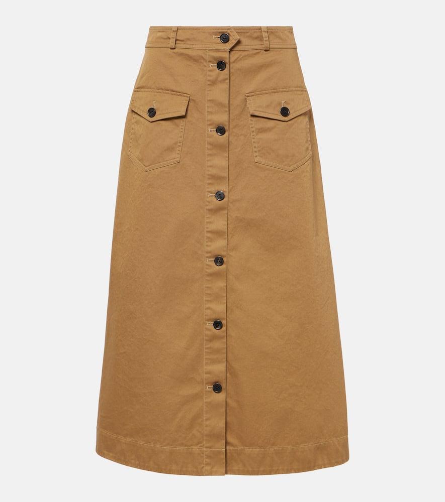 saint laurent cotton serge midi skirt