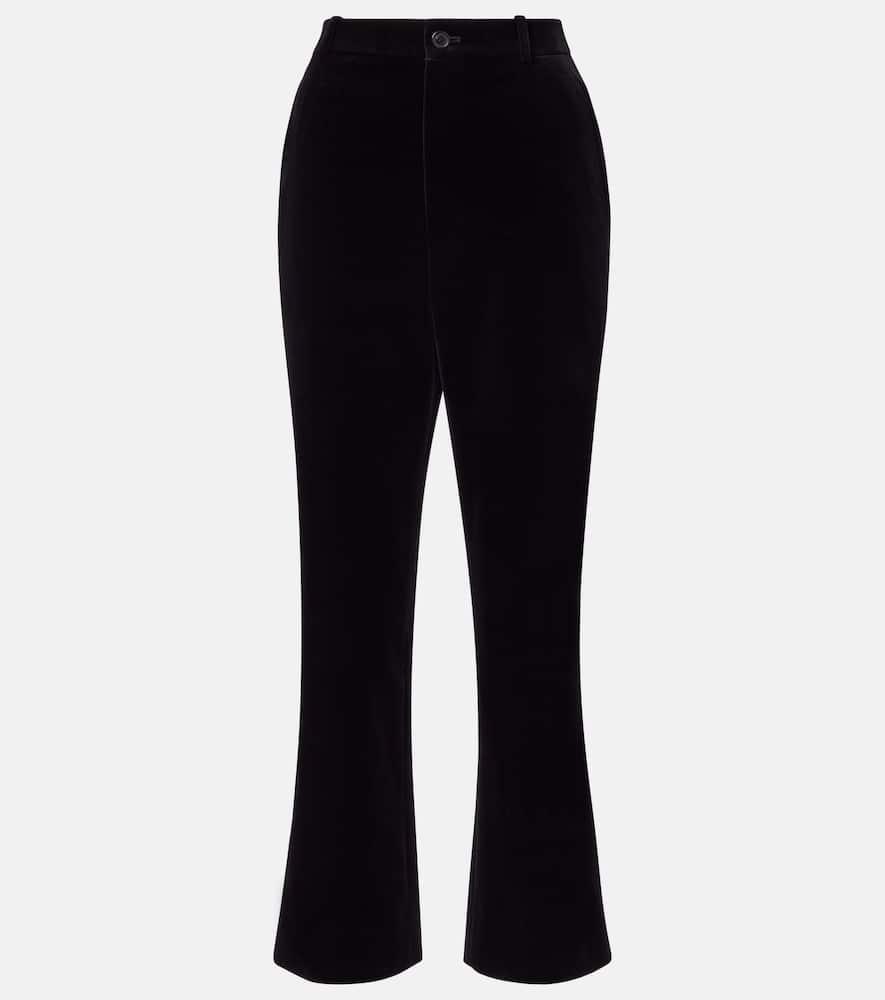 saint laurent cotton velvet cropped flared pants