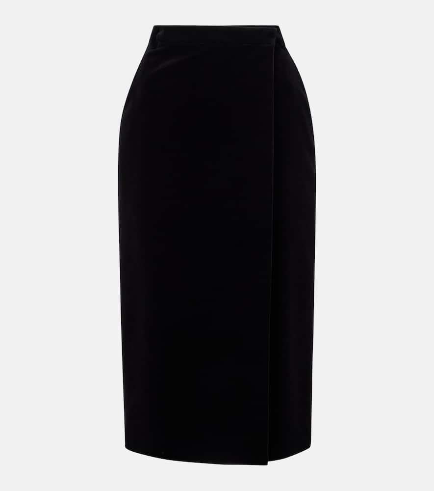 saint laurent cotton velvet pencil skirt