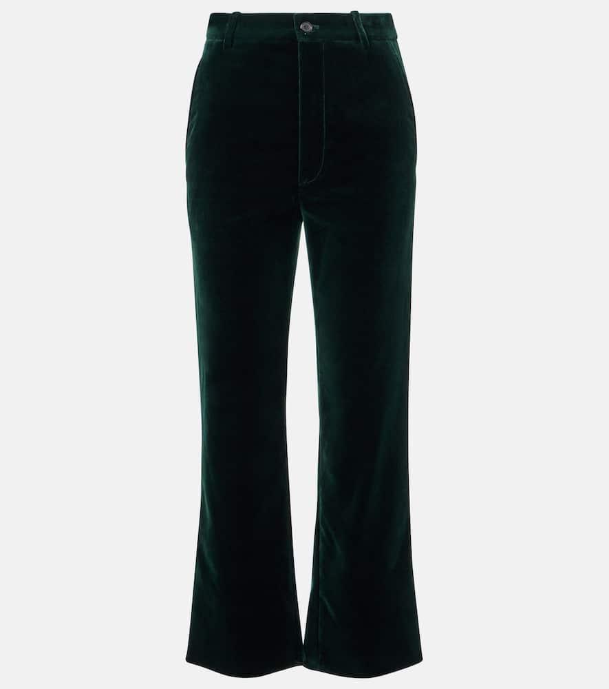 saint laurent cotton velvet straight pants