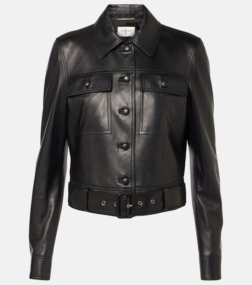 saint laurent cropped leather jacket