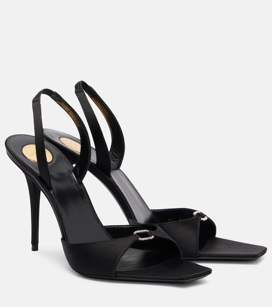 saint laurent daisy 95 embellished crêpe satin sandals