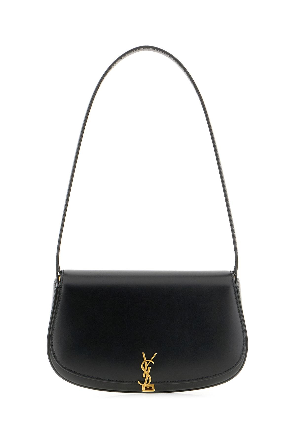 saint laurent dark brown leather mini voltaire shoulder bag