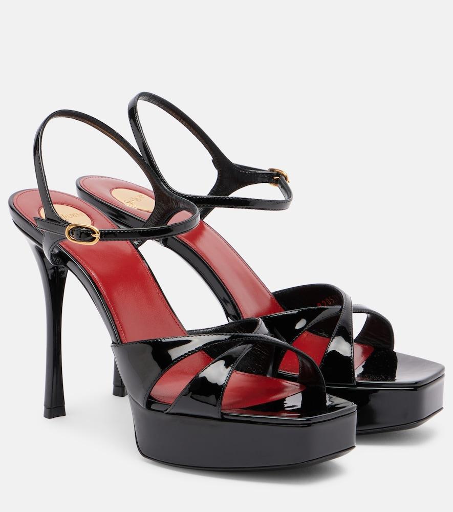 saint laurent debbie 85 patent leather platform sandals