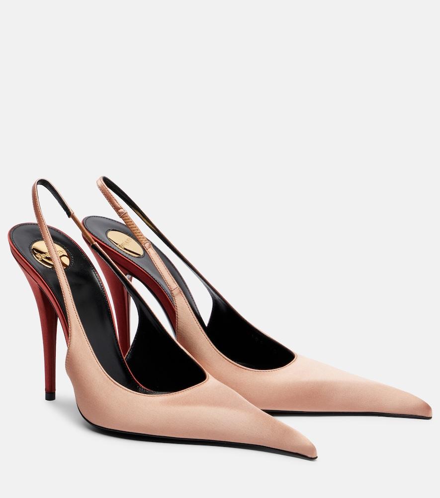 saint laurent deroche 110 crêpe satin slingback pumps