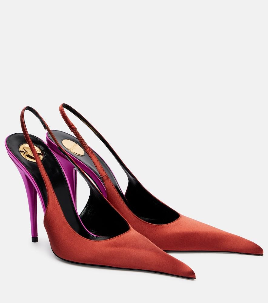 saint laurent deroche crêpe satin slingback pumps