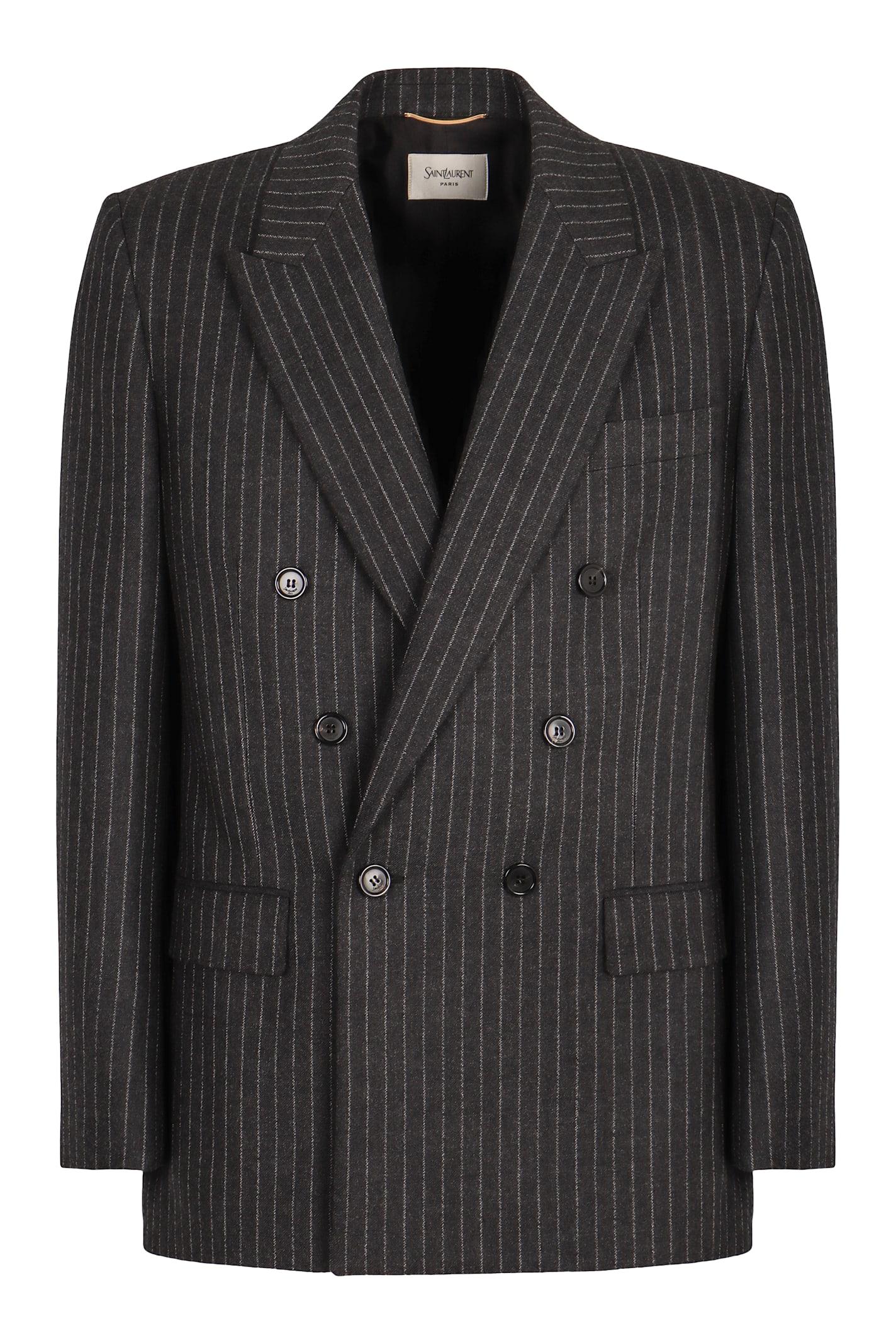 saint laurent double-breasted wool jacket