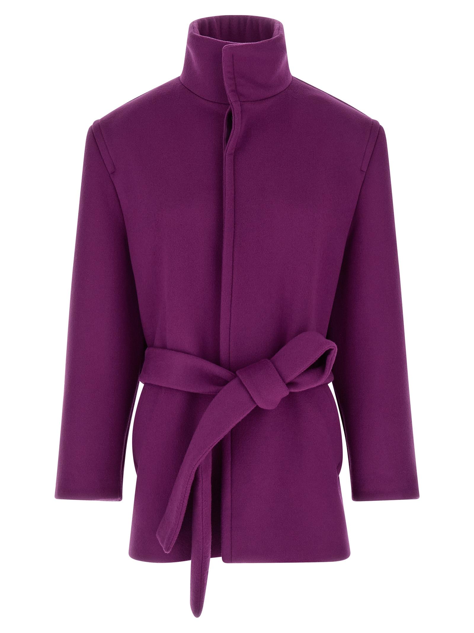 saint laurent double-face wool coat purple coats, trench - women