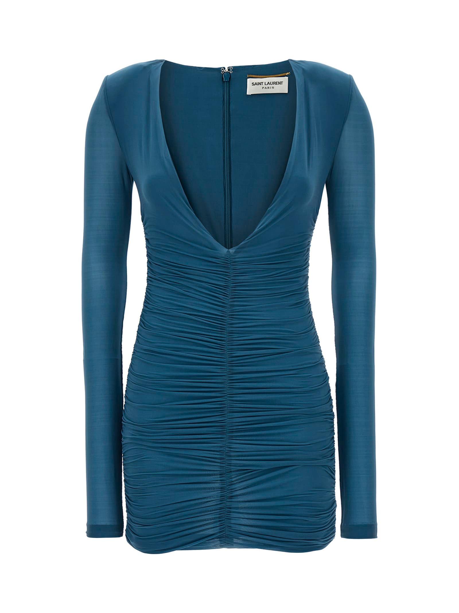 saint laurent draped jersey dress