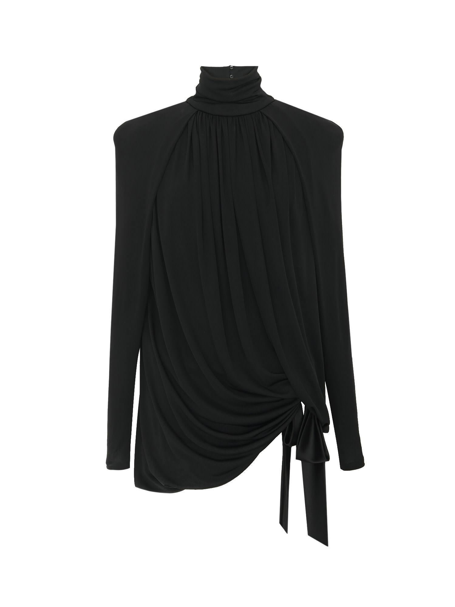 saint laurent draped jersey dress
