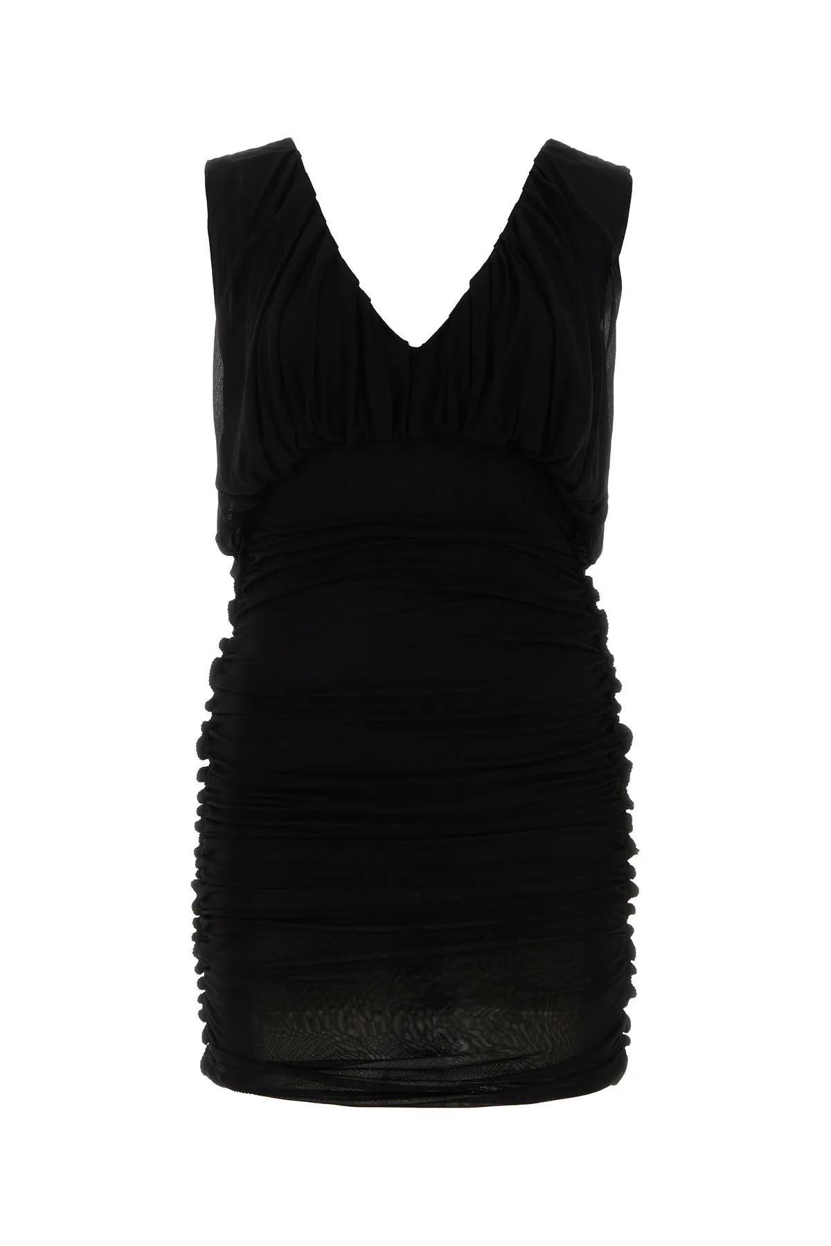 saint laurent draped sleeveless dress