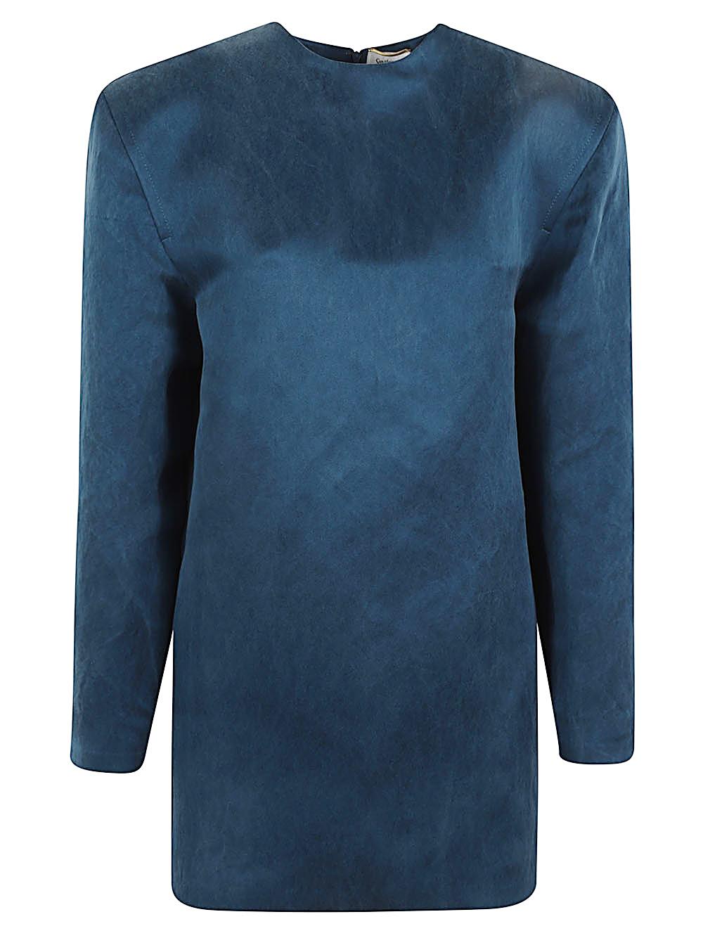 saint laurent dresses blue outer: silk - women