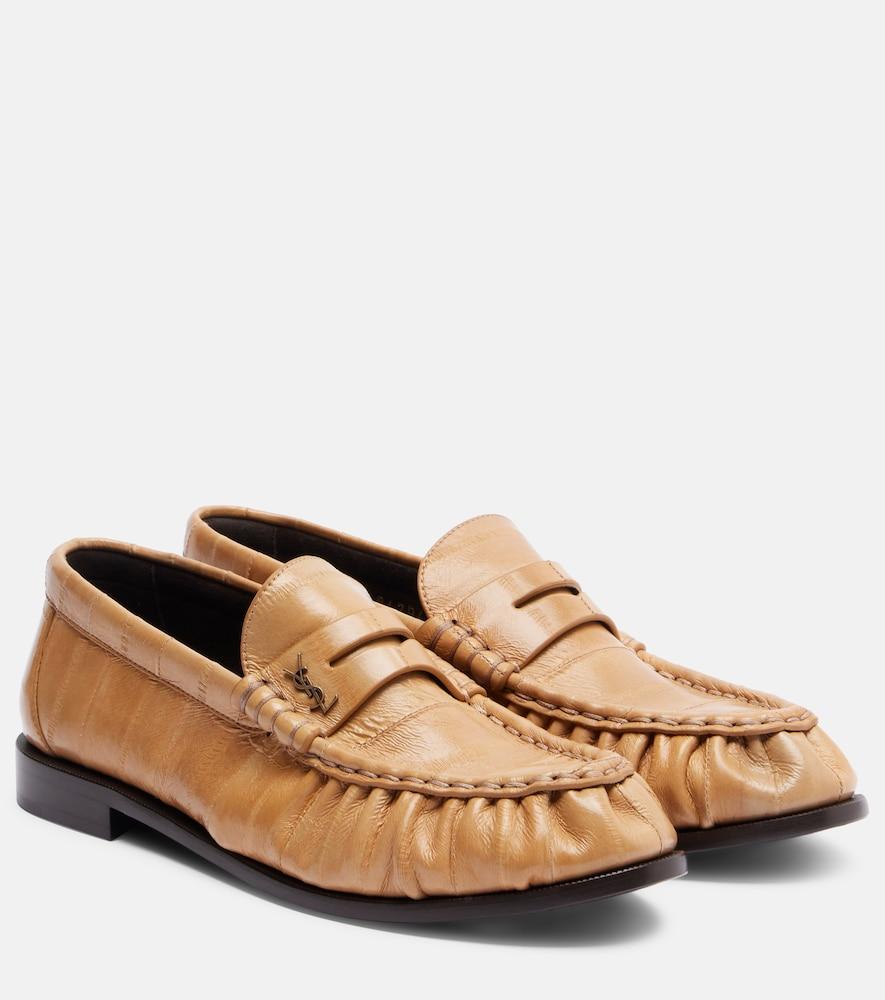 saint laurent eel leather penny loafers