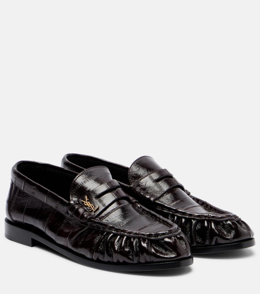 saint laurent eel leather penny loafers