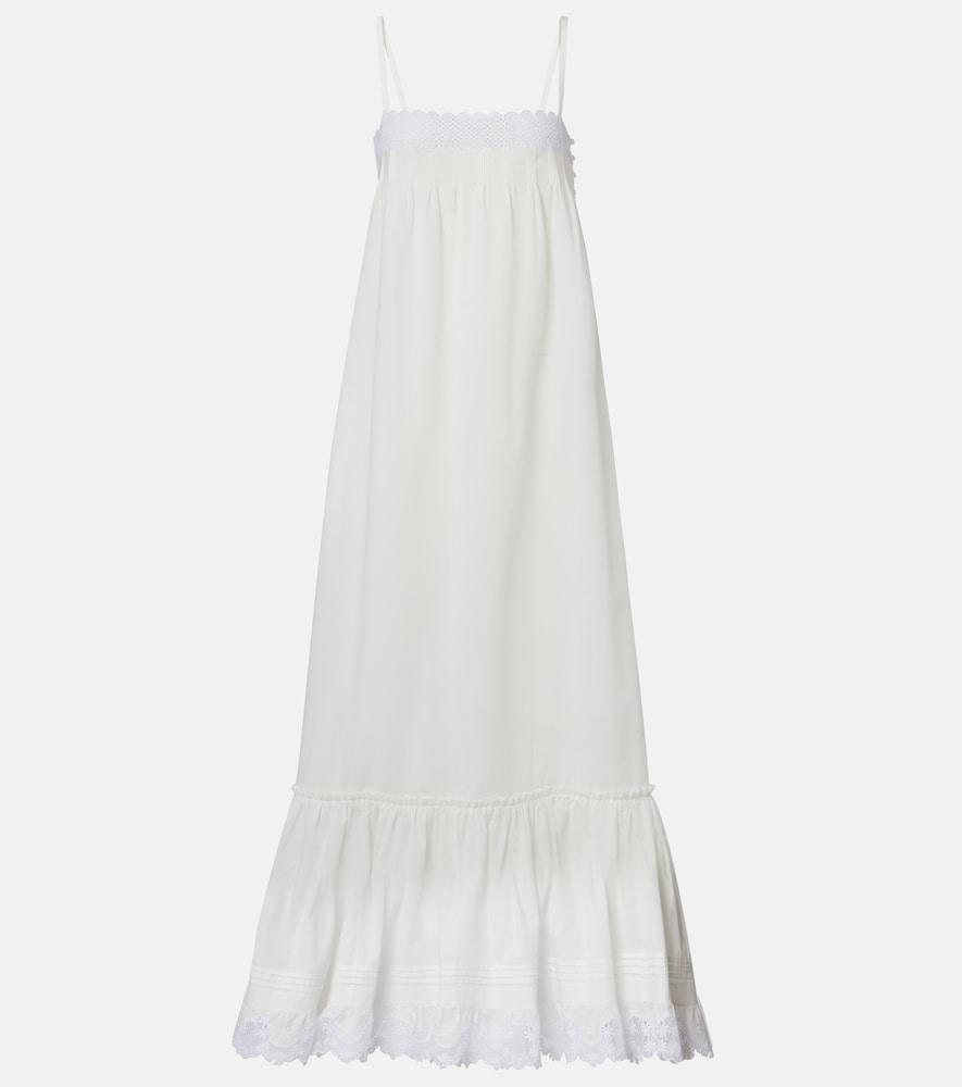 saint laurent embroidered cotton poplin maxi dress