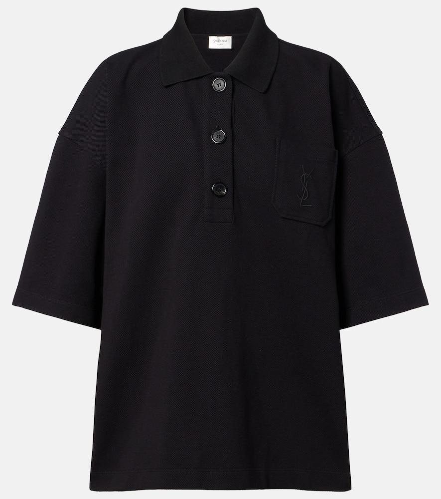 saint laurent embroidered oversized cotton polo shirt