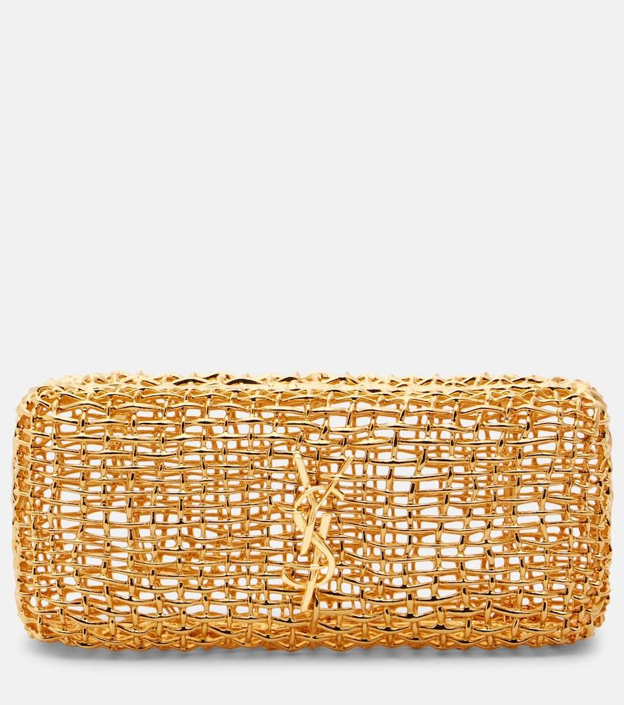 saint laurent evening small woven metal clutch