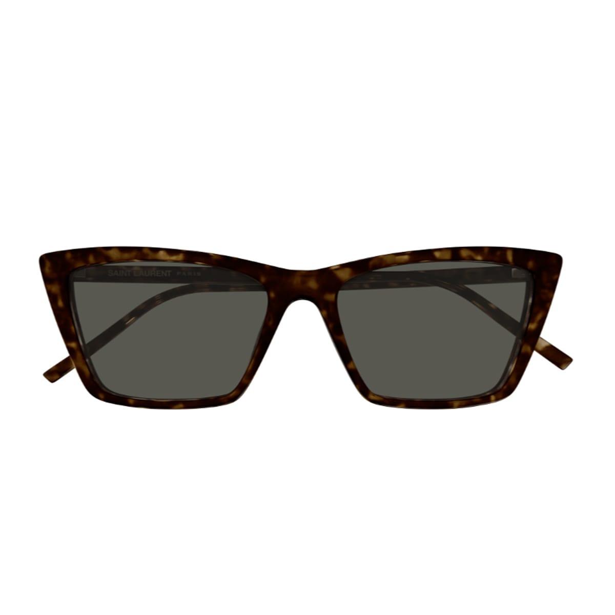 saint laurent eyewear saint laurent sl 737 mica thin linea sl logo 002 havana grey sunglasses
