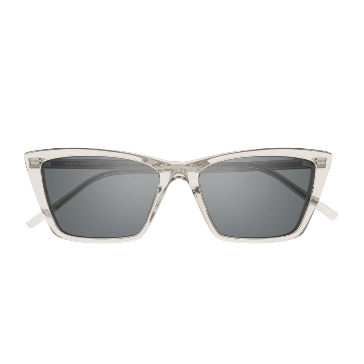 saint laurent eyewear saint laurent sl 737 mica thin linea sl logo 004 beige silver sunglasses