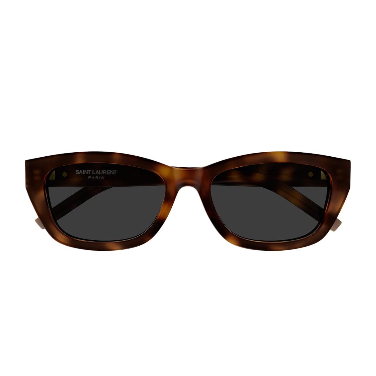 saint laurent eyewear saint laurent sl m153 linea monogram 003 light havana grey sunglasses