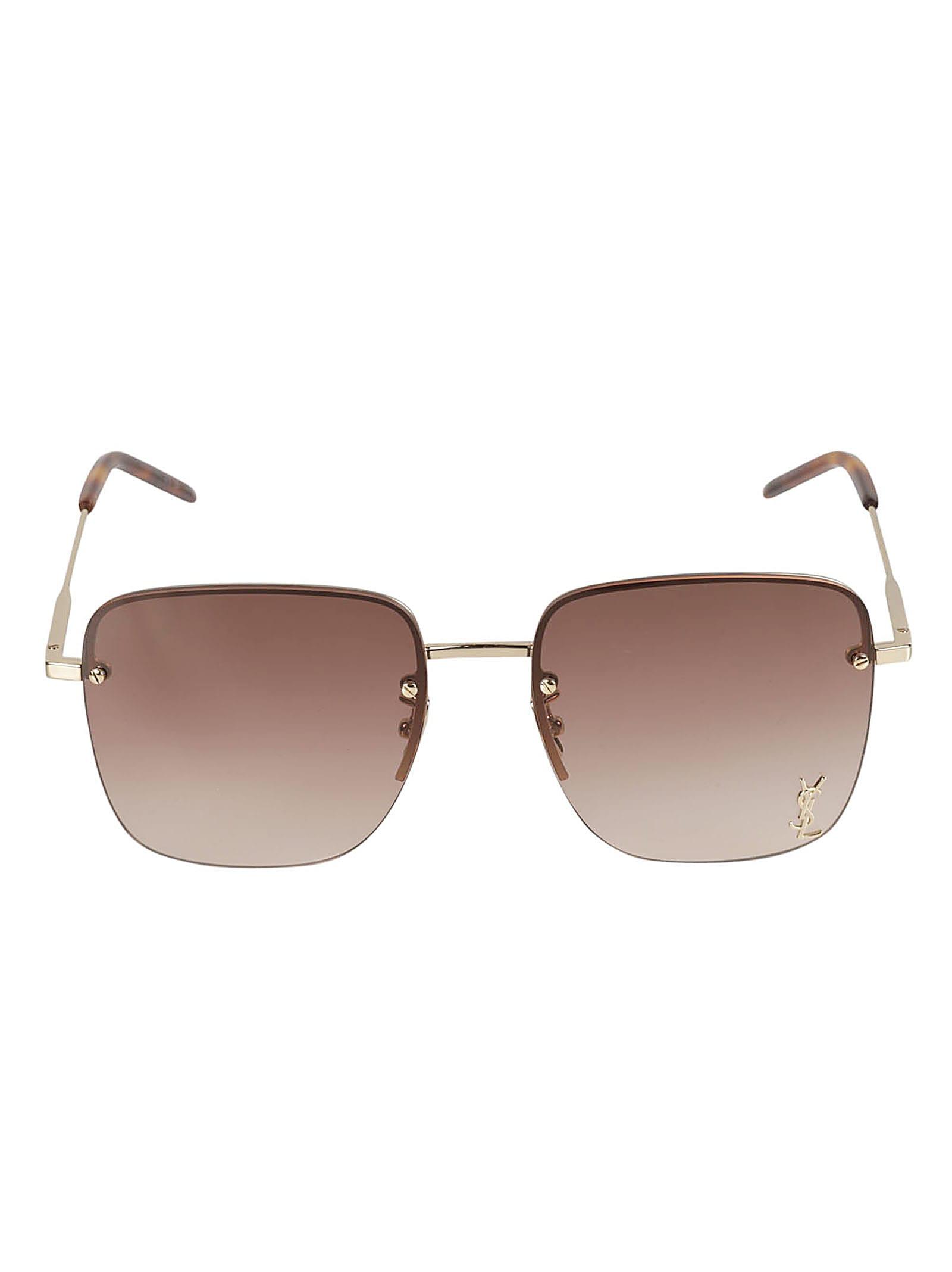 saint laurent eyewear ysl plaque square lens sunglasses