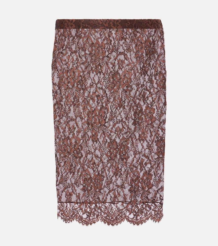 saint laurent floral lace pencil skirt