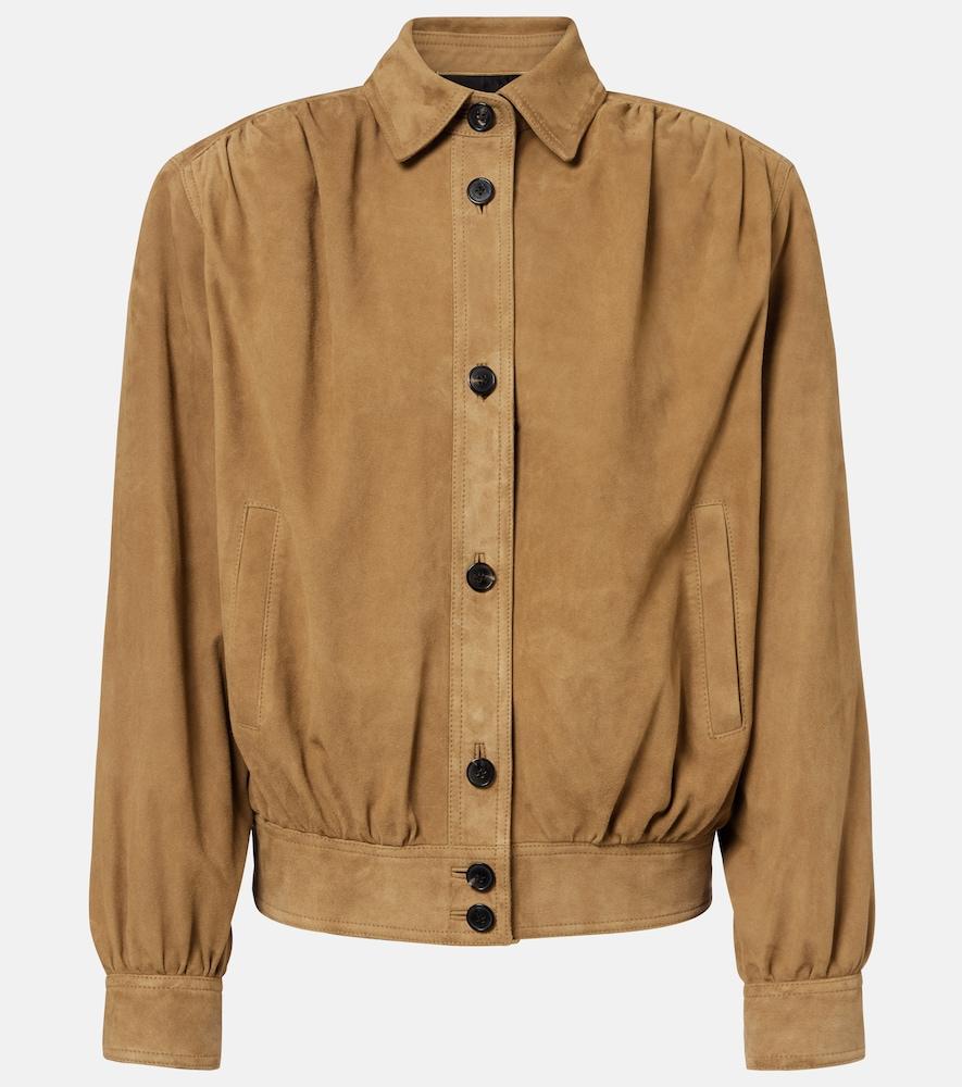 saint laurent gathered suede jacket