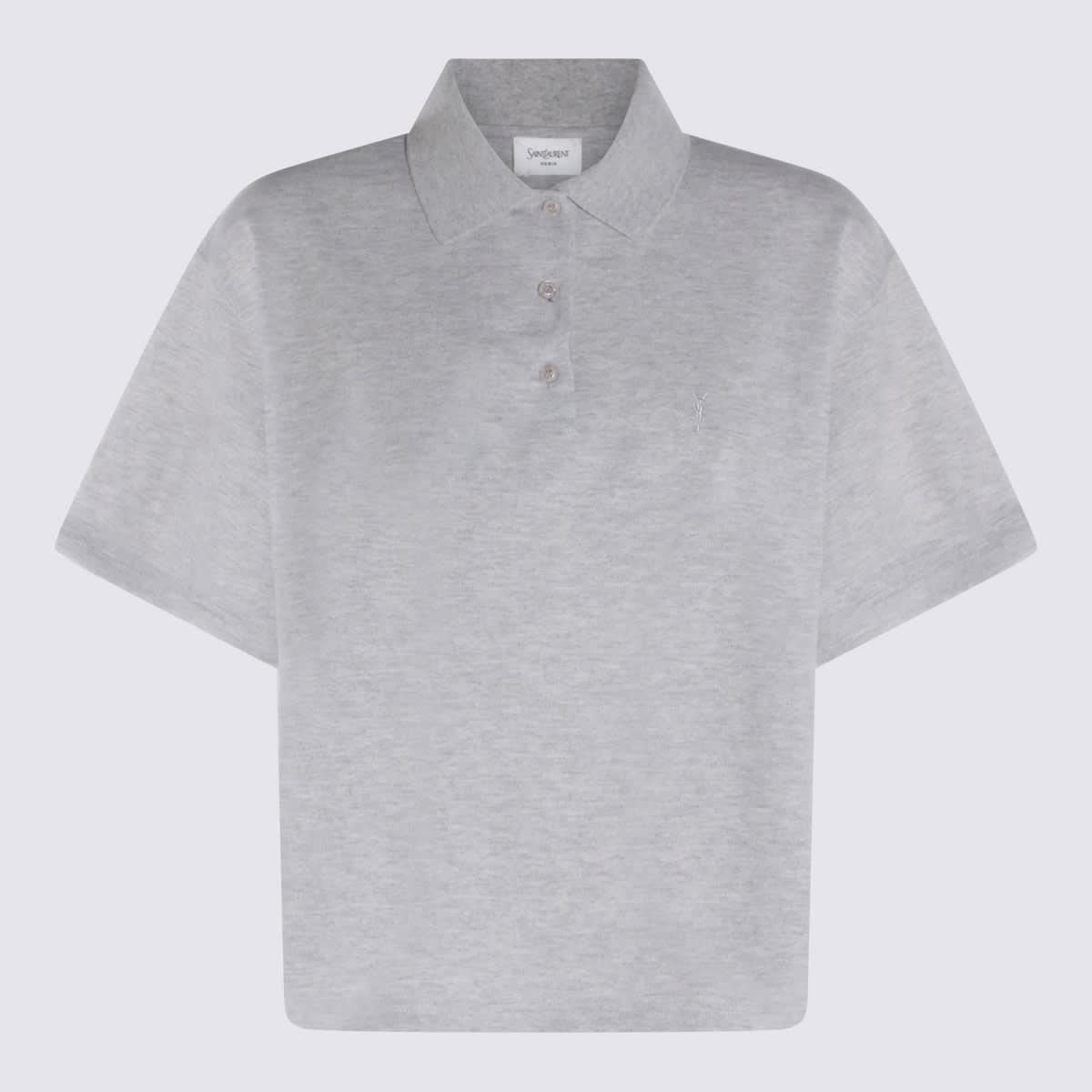 saint laurent grey cotton polo shirt