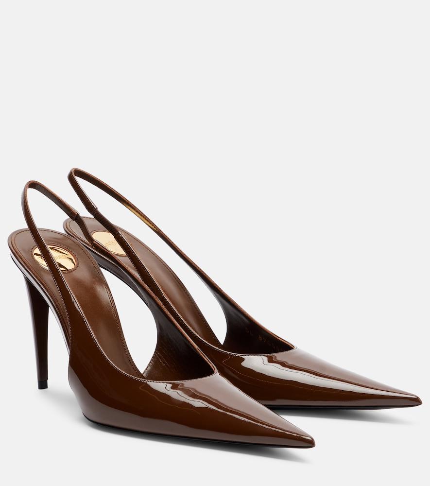 saint laurent guermantes patent leather slingback pumps