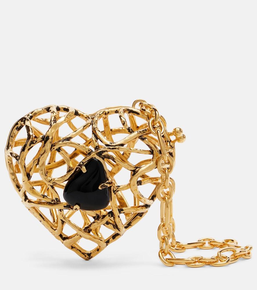 saint laurent heart embellished clutch