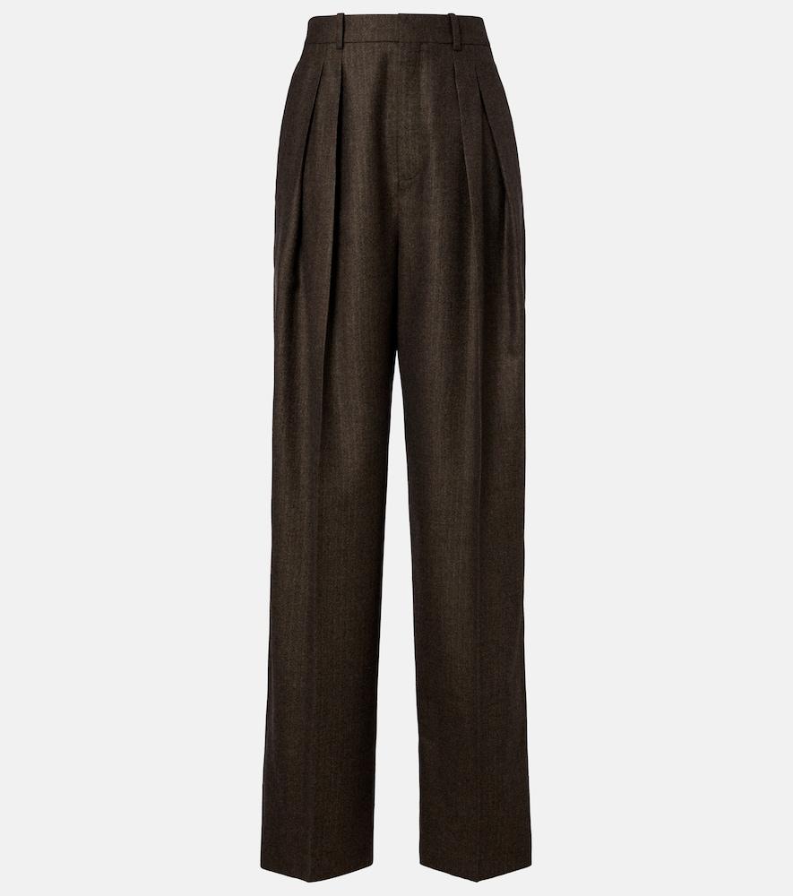 saint laurent herringbone wool wide