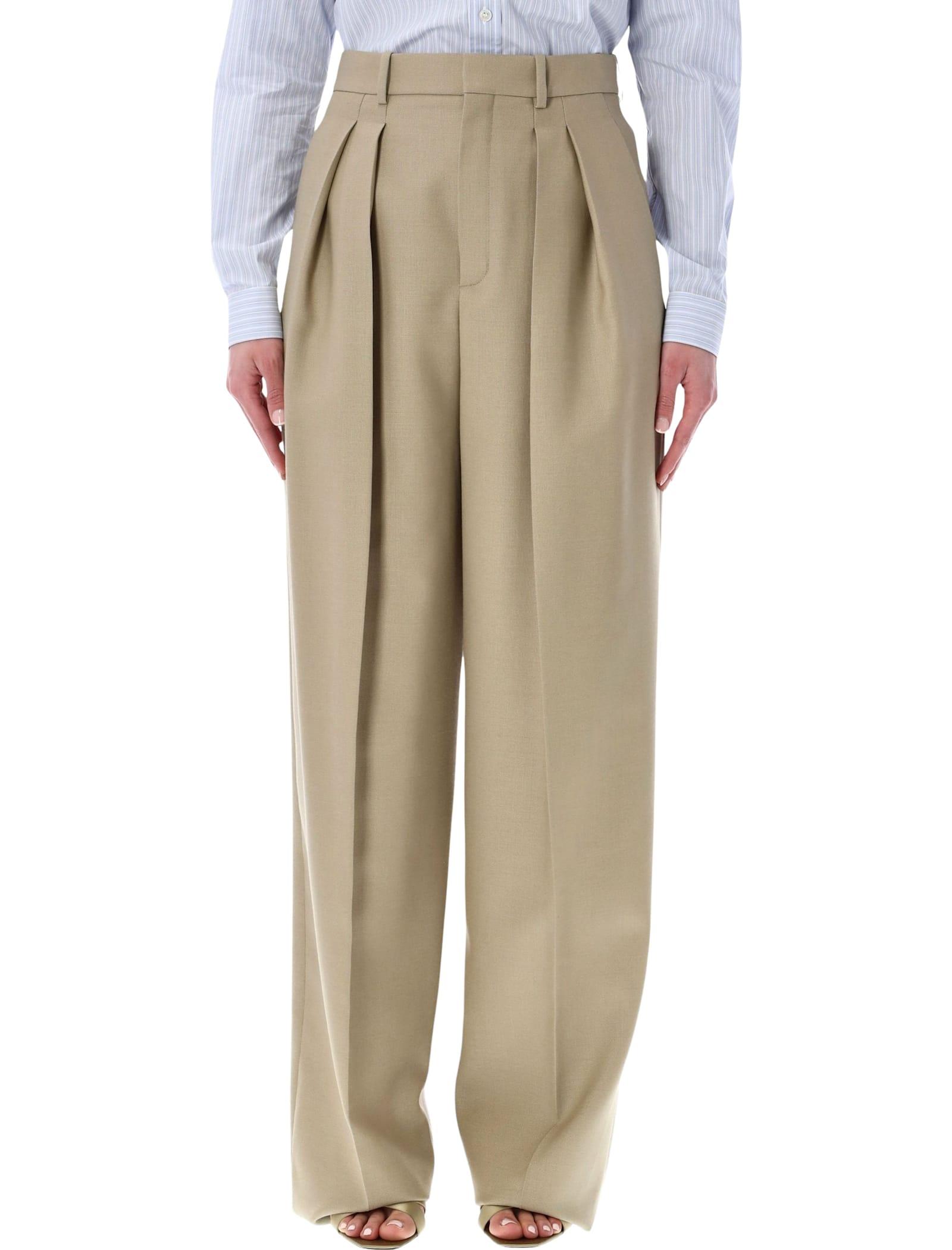 saint laurent high-waisted wool-silk pants