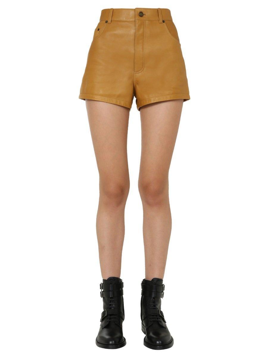 saint laurent highwaisted leather shorts