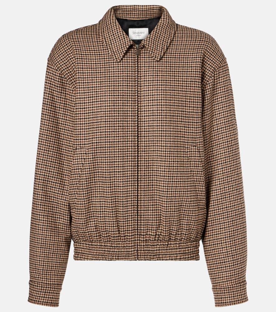 saint laurent houndstooth padded jacket