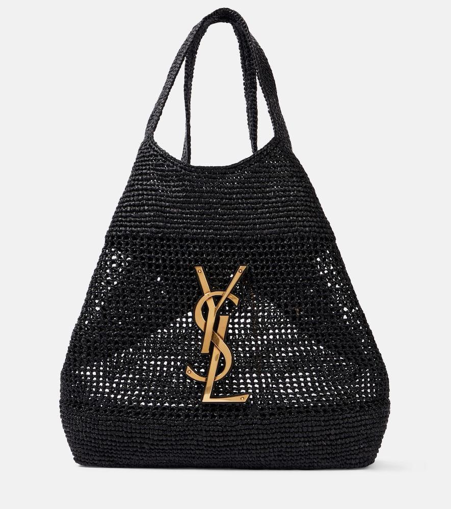 saint laurent icare cassandre maxi crochet raffia tote bag