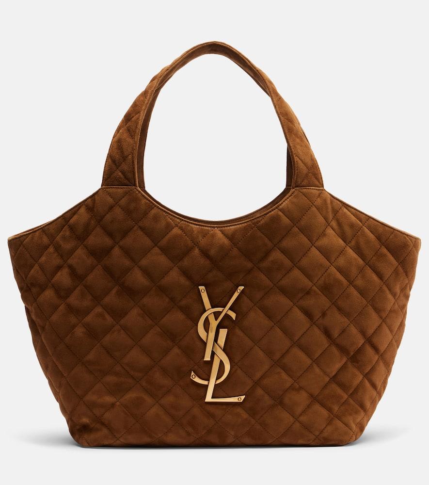 saint laurent icare cassandre medium suede tote bag