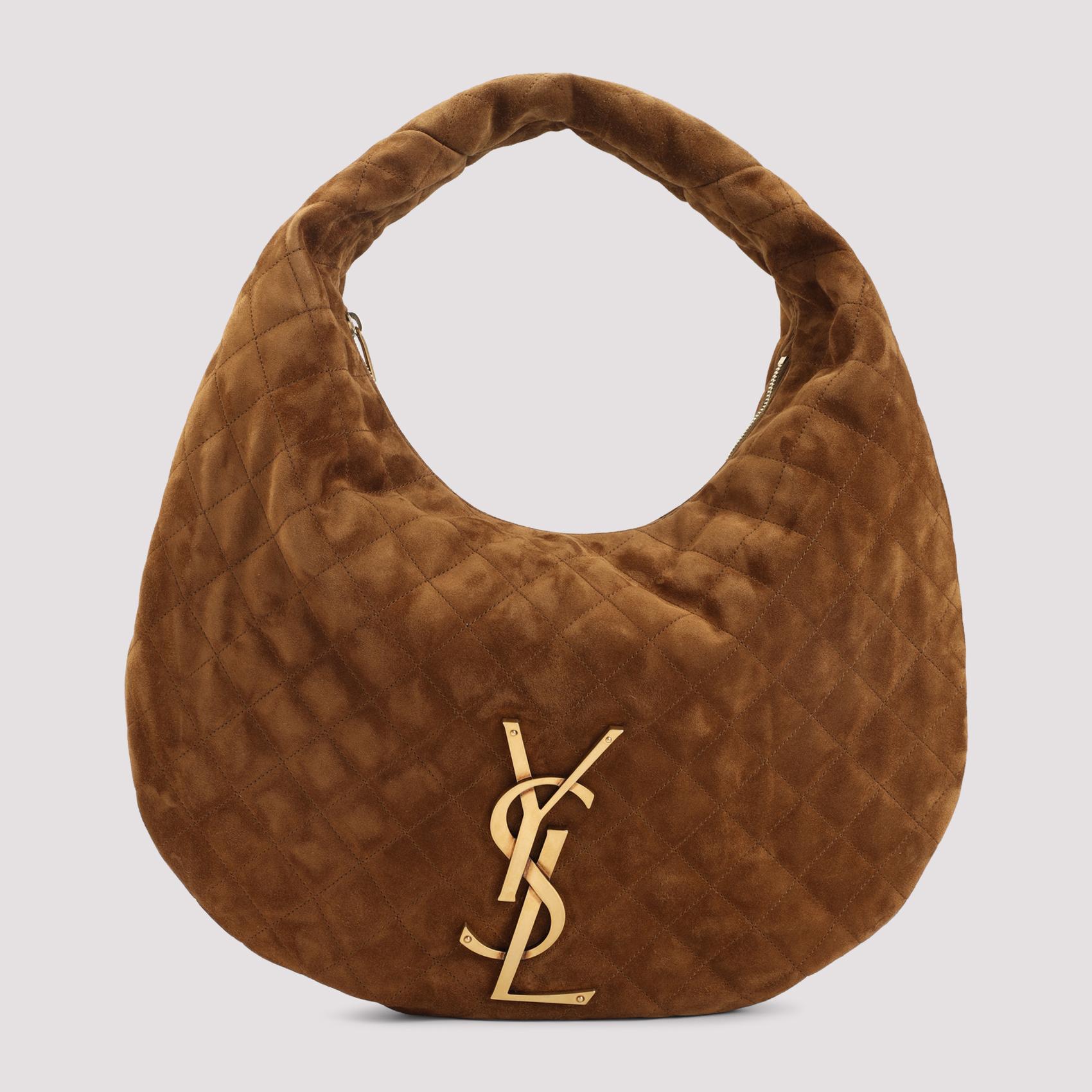 saint laurent icare handbag brown suede leather bag - women