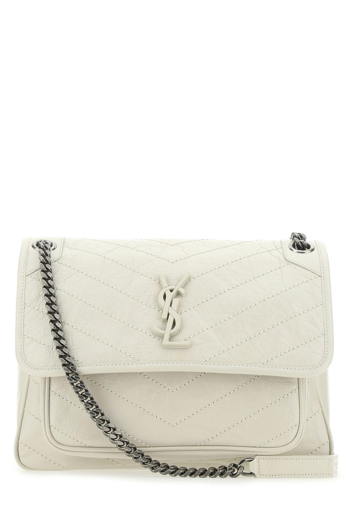 saint laurent ivory leather medium niki shoulder bag