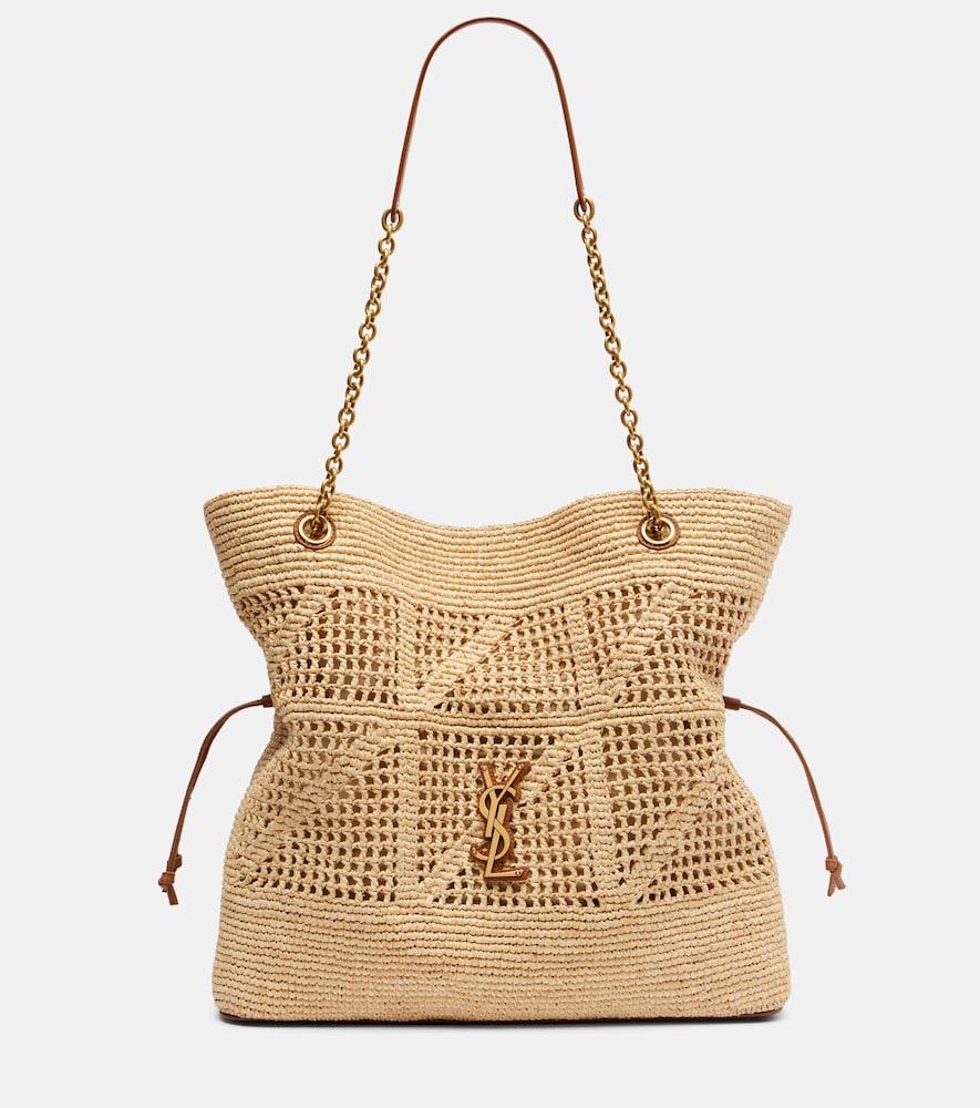 saint laurent jamie cassandre raffia tote bag