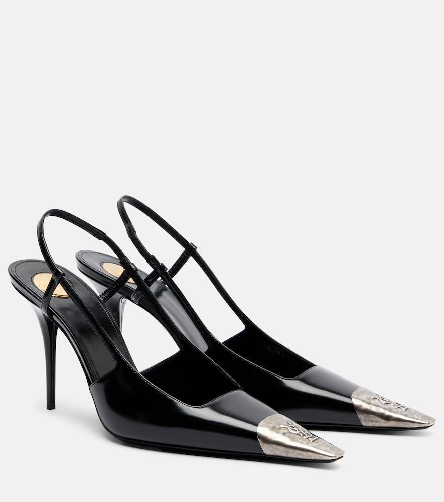 saint laurent jeanne 90 leather slingback pumps
